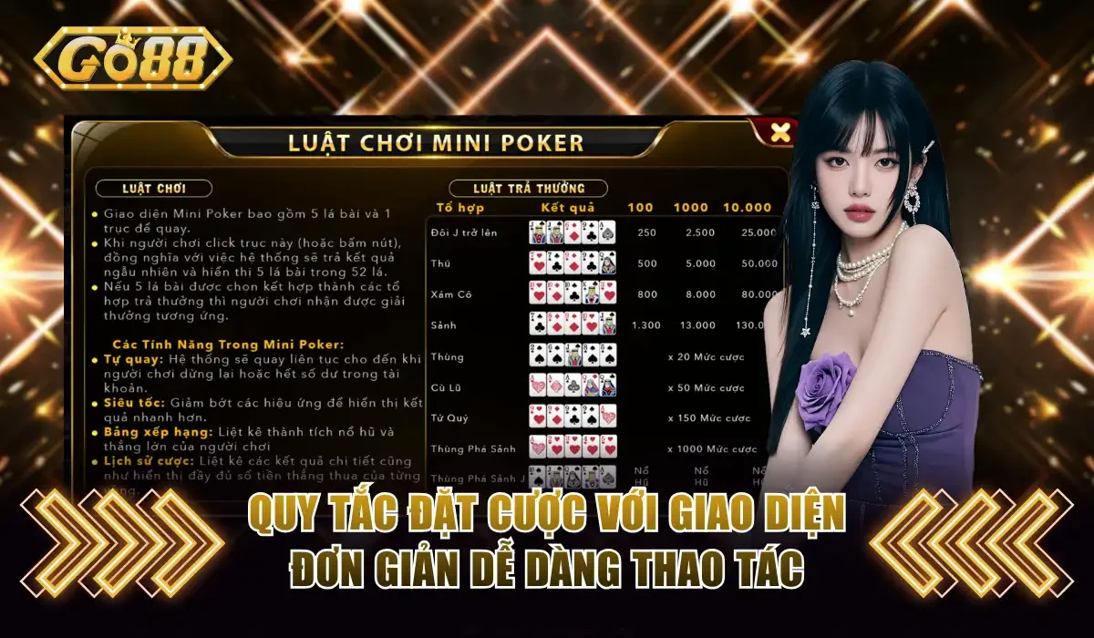 Quy tắc đặt cược với giao diện đơn giản dễ dàng thao tác